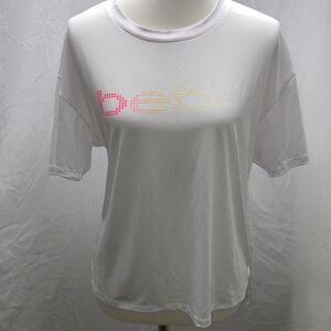 bebe rainbow logo sun/boat shirt rash guard Sz L